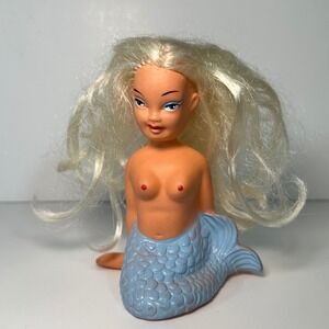 Vintage GDR Kinderfreude Mermaid Doll Blonde Hair Blue Tail East Germany Toy
